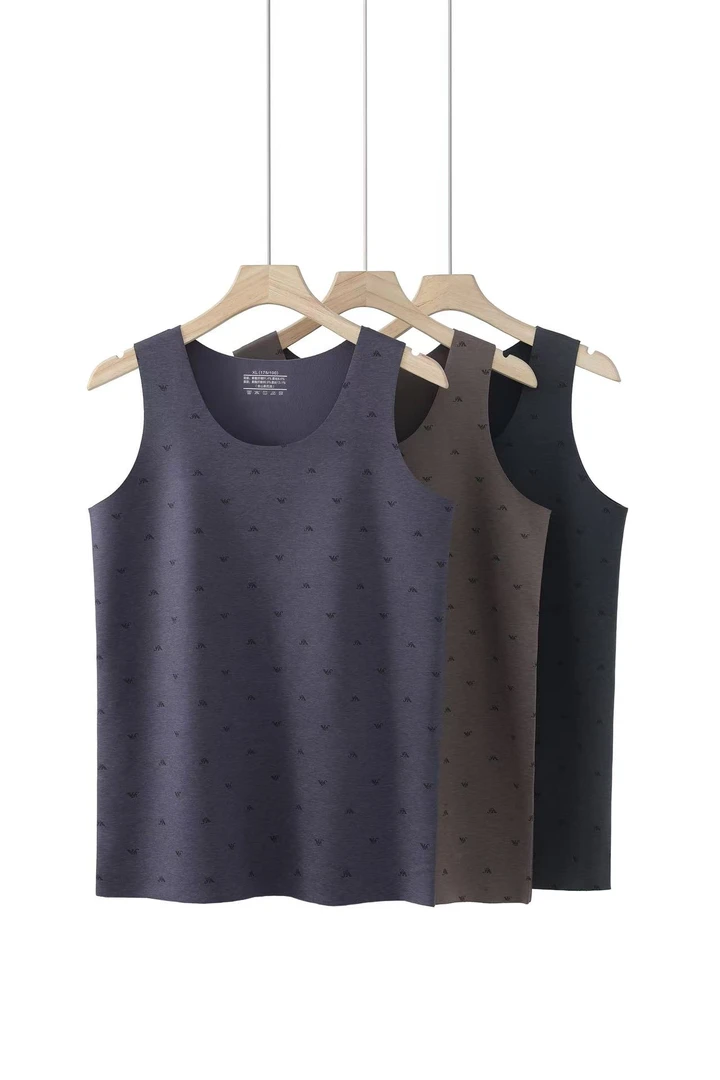 男士保暖背心圆领保暖无痕印花秋冬男保暖套装秋冬季加厚内衣