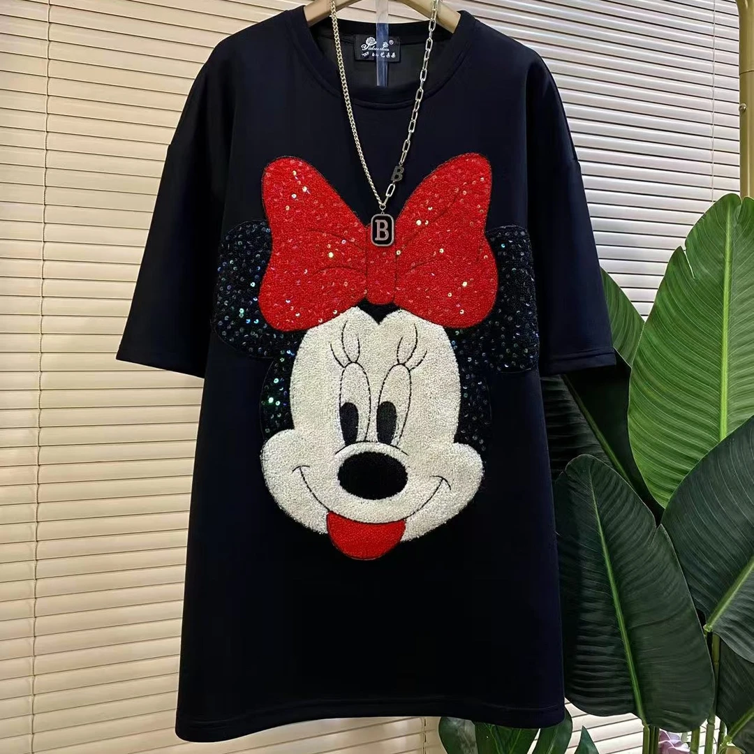 Y-85295胖mm欧货时尚新款重工卡通贴布宽松大衫