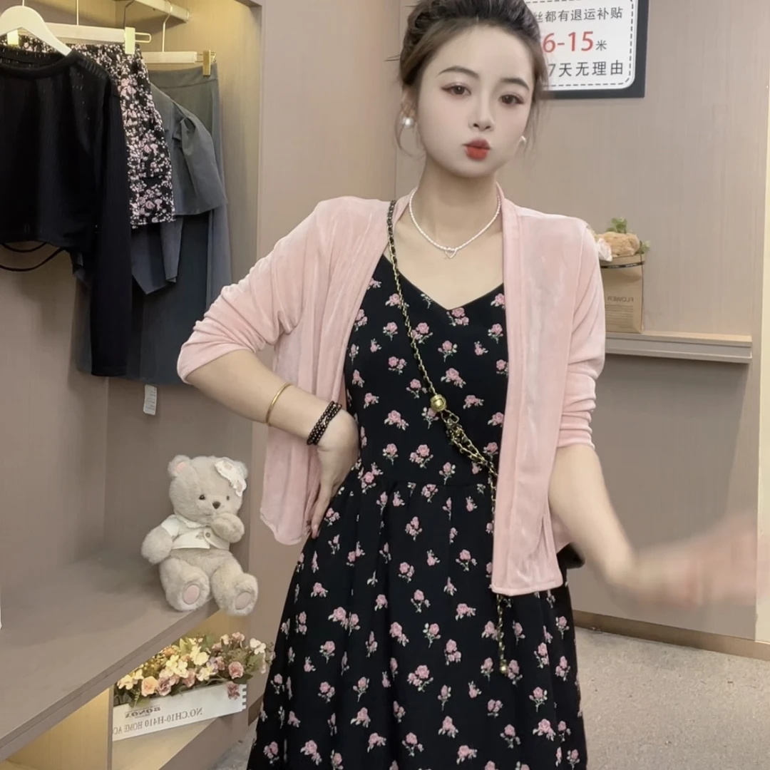 工厂直发，退货补贴6——10米   气质吊带裙+开衫套装2837+9194+9188