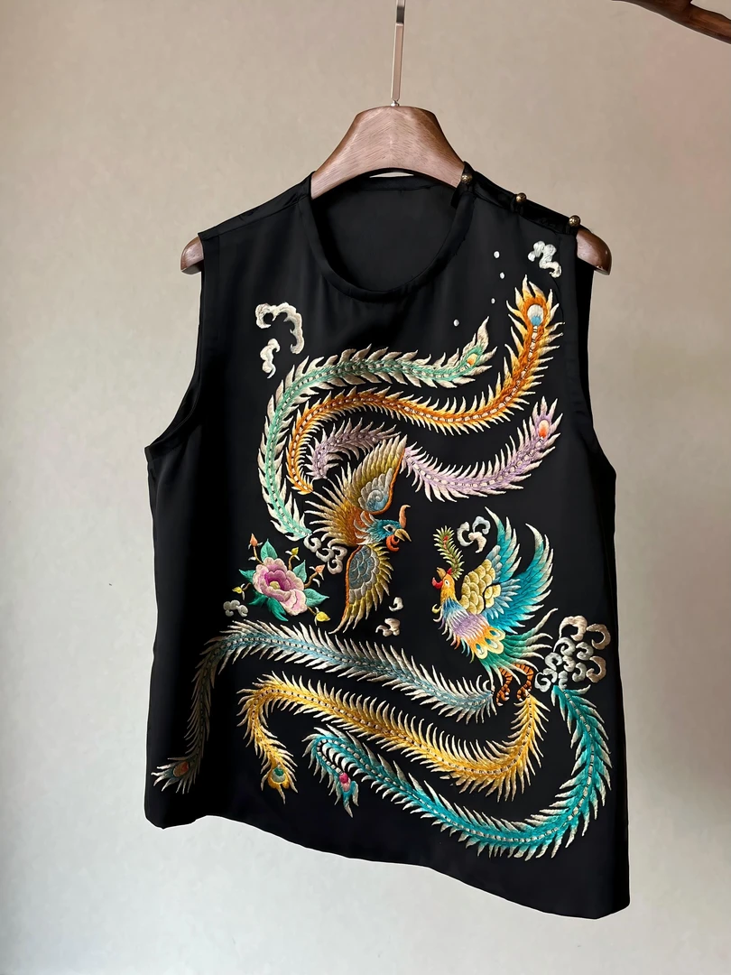 新中式苗绣复古马夹手工刺绣107