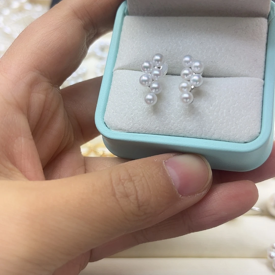 淡水珍珠耳饰银S925镶嵌