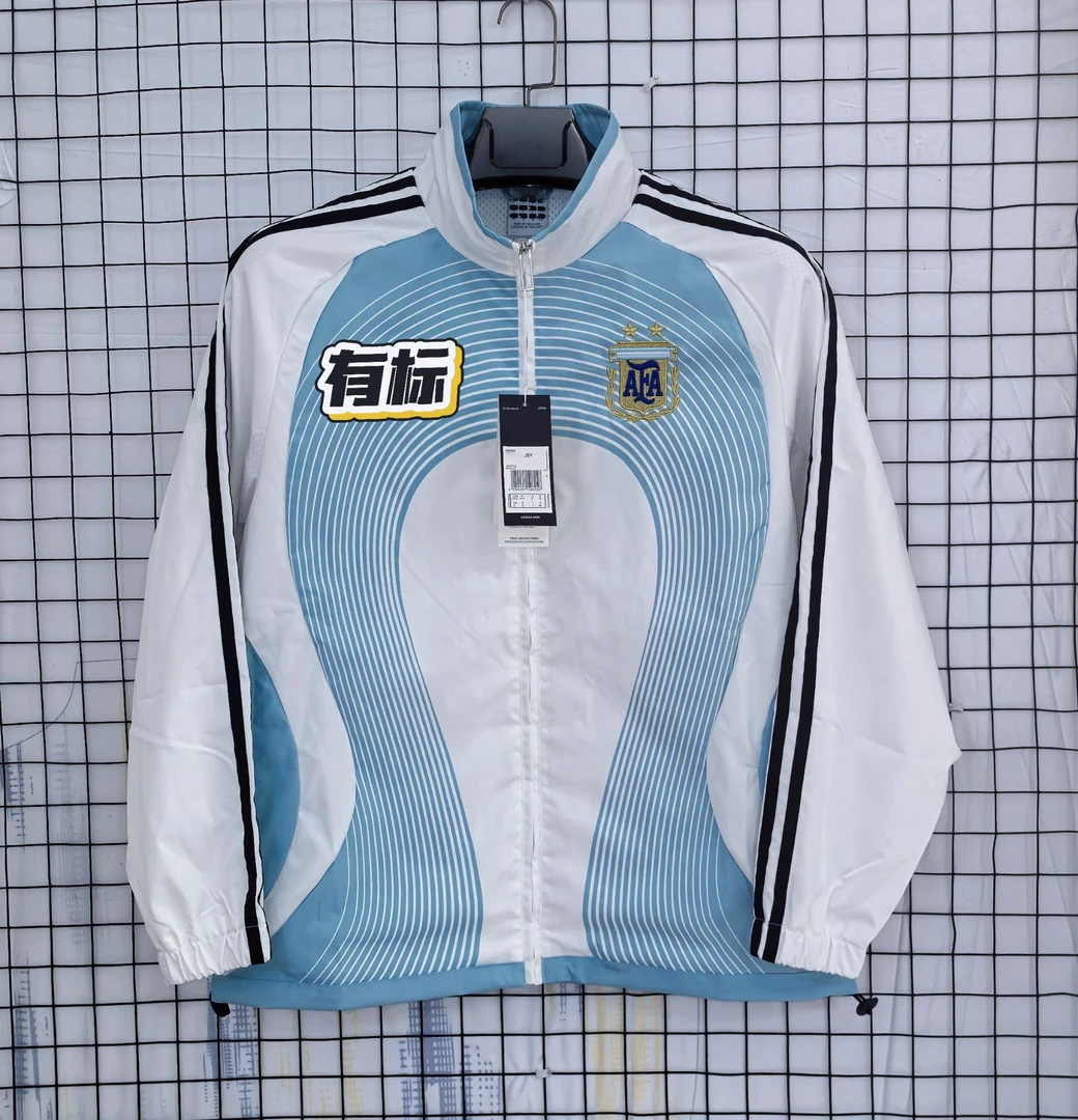 2006阿根廷风衣复古冲锋衣梅西出场训练服防水外套夹克