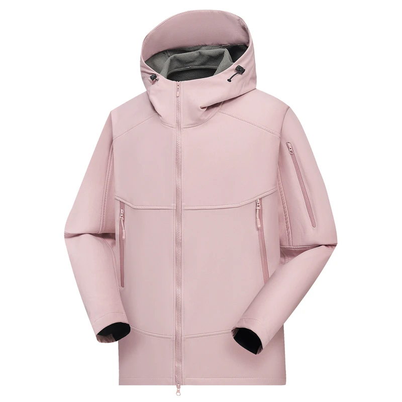 户外运动情侣款冲锋衣男女休闲防风防水登山服8802加绒连帽外套