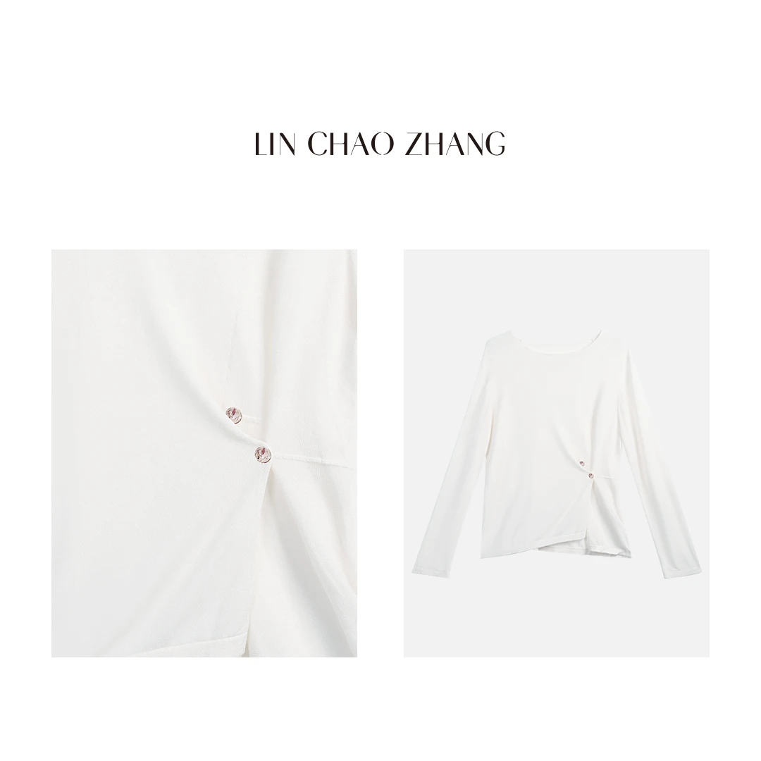 手工扭花【半透视】天丝针织罩衫 LH240028