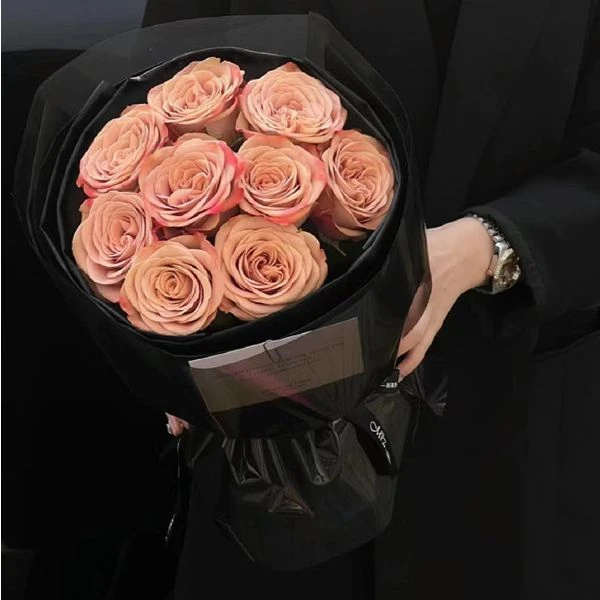 【热恋】9朵卡布奇诺玫瑰鲜花花束送女友闺蜜生日鲜花生日礼物花店送花上门381