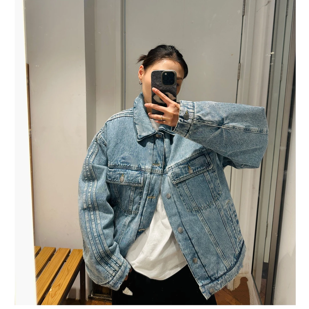 adidas 阿迪达斯三叶草蛇年新年款保暖牛仔运动宽松棉服JY0202