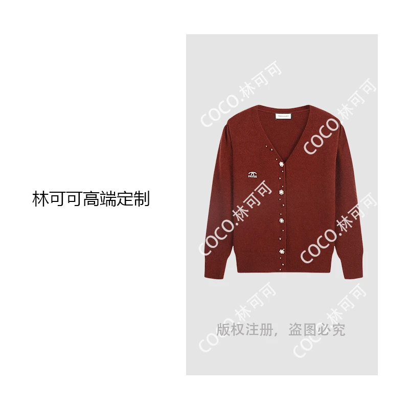 【COCO林可可】轻奢重工钉珠毛衣秋冬百搭针织衫套头翻领时尚