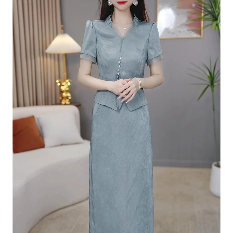 【套装定制】B859图片色上衣套裙优雅气质时尚减龄休闲显瘦夏季收腰