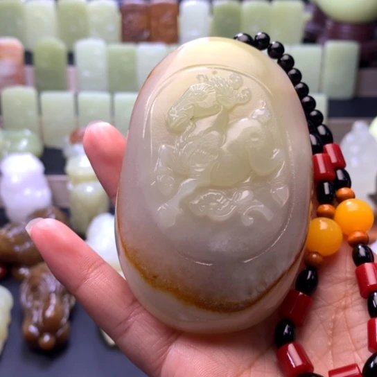 石材方解石手把件