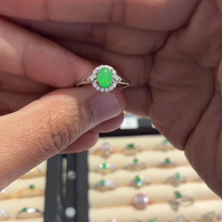 翡翠银S925镶嵌戒指