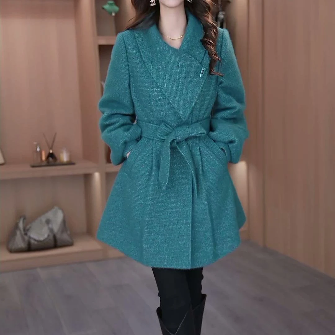 雪金绒2025秋冬新款时尚大气减龄休闲显瘦遮肉夹棉保暖气质风衣