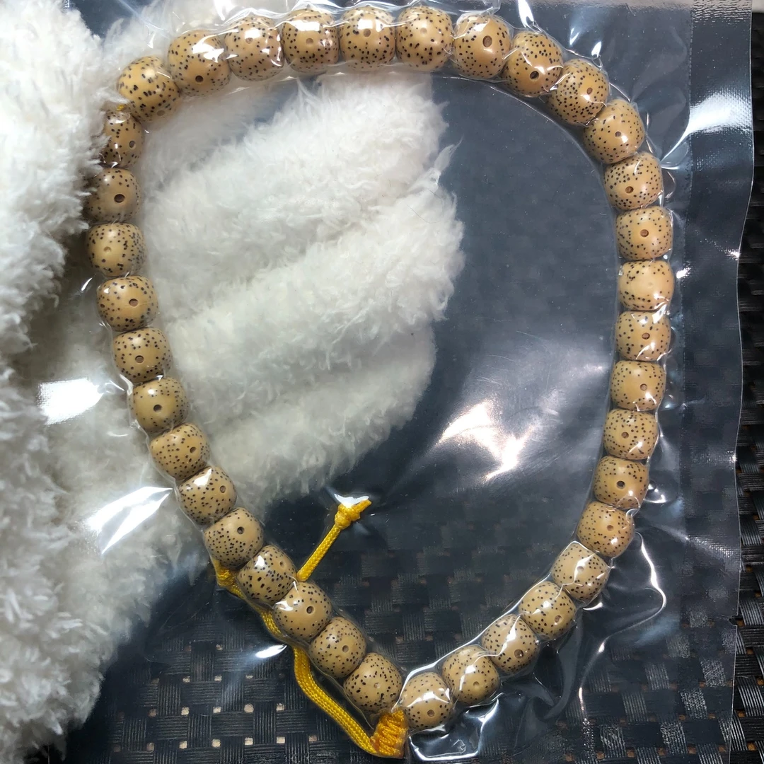 菩提珠串0142鸡油黄11×10手持原脂原生态36颗老型桶星月菩提