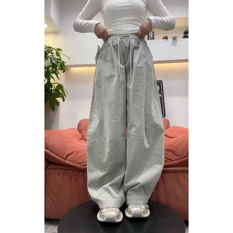 Aimeerosa/艾洛莎休闲裤时尚早春新款弯刀裤小众气质百搭阔腿裤女
