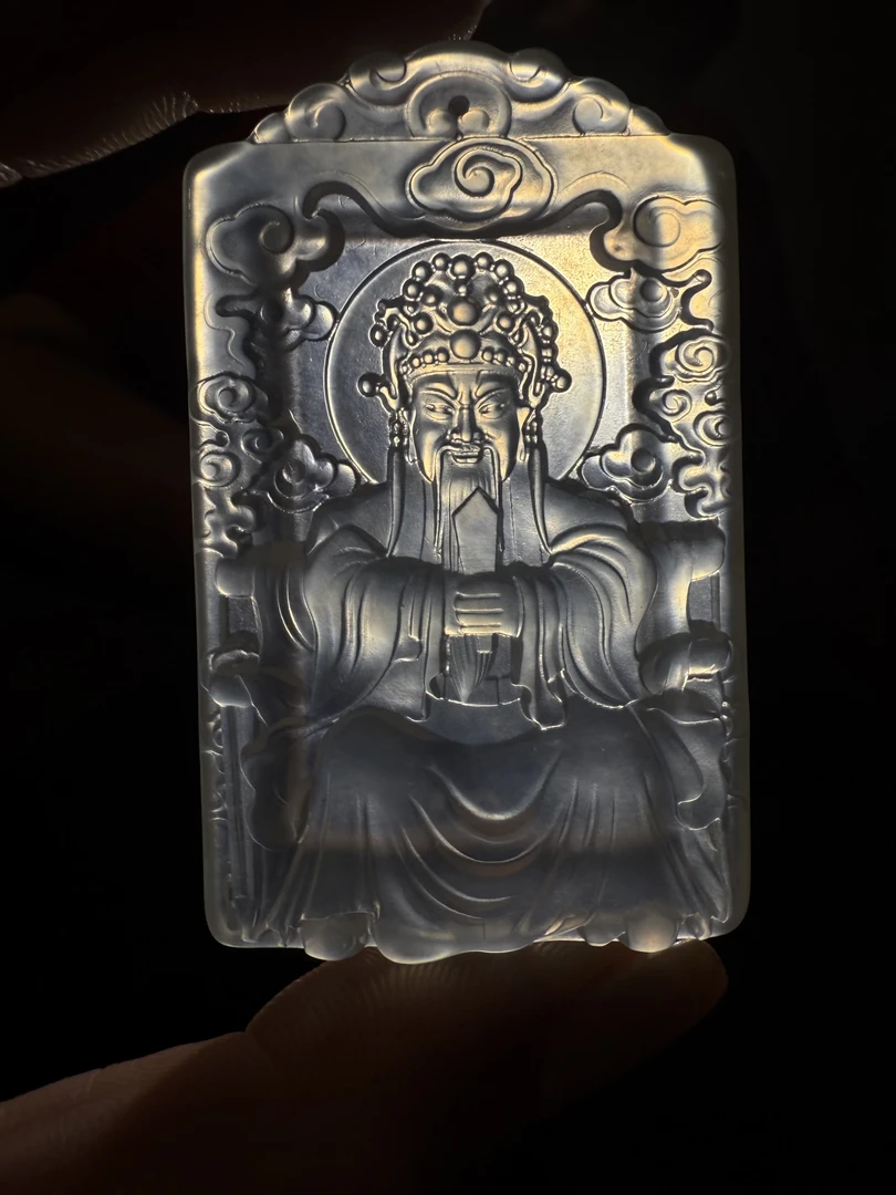 岫玉五爷手工雕刻吊坠方牌男士时尚挂坠轻奢女款素款坠链百搭