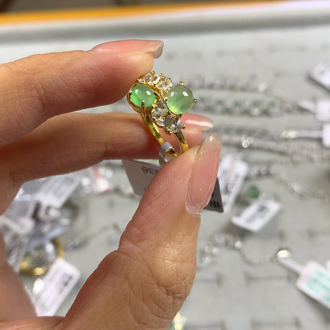 ****果翡翠银S925镶嵌戒指戒指