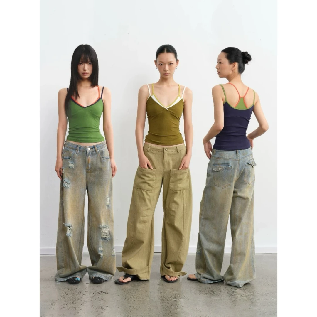 LINY LIBERTY  25SS  设计感假两件修身吊带背心E16258906