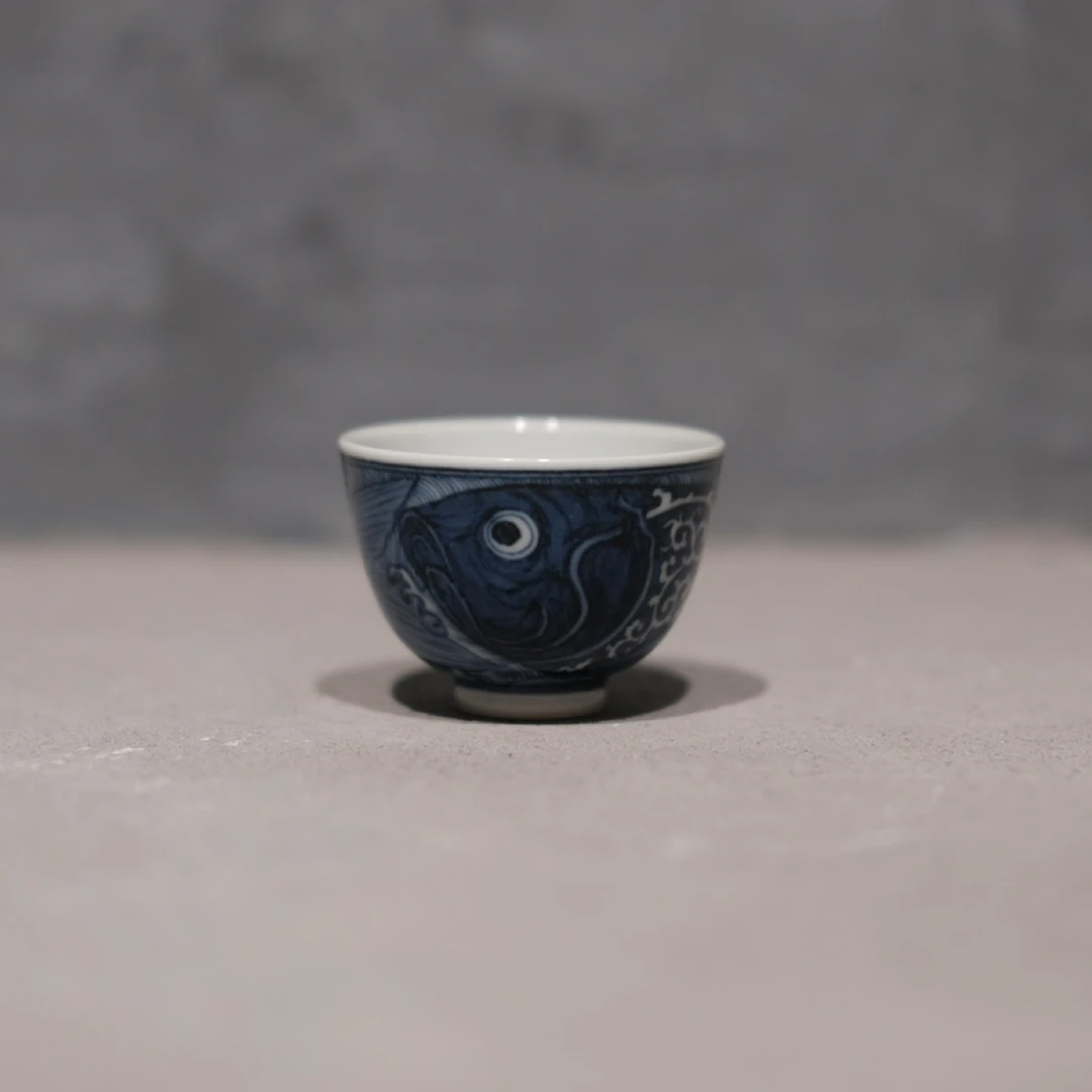 手作搏泥幻化珍藏胖头鱼鸡心杯
