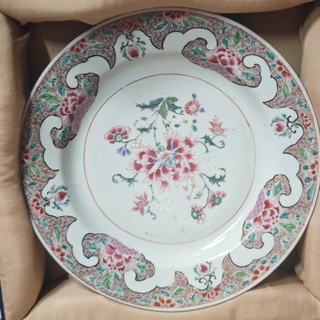 粉彩花卉赏盘古陶瓷XC-0013-直径23