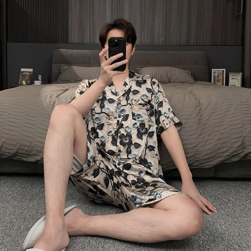 国风轻奢男士睡衣夏季薄款冰丝2025新款可外穿夏天家居服夏款套装