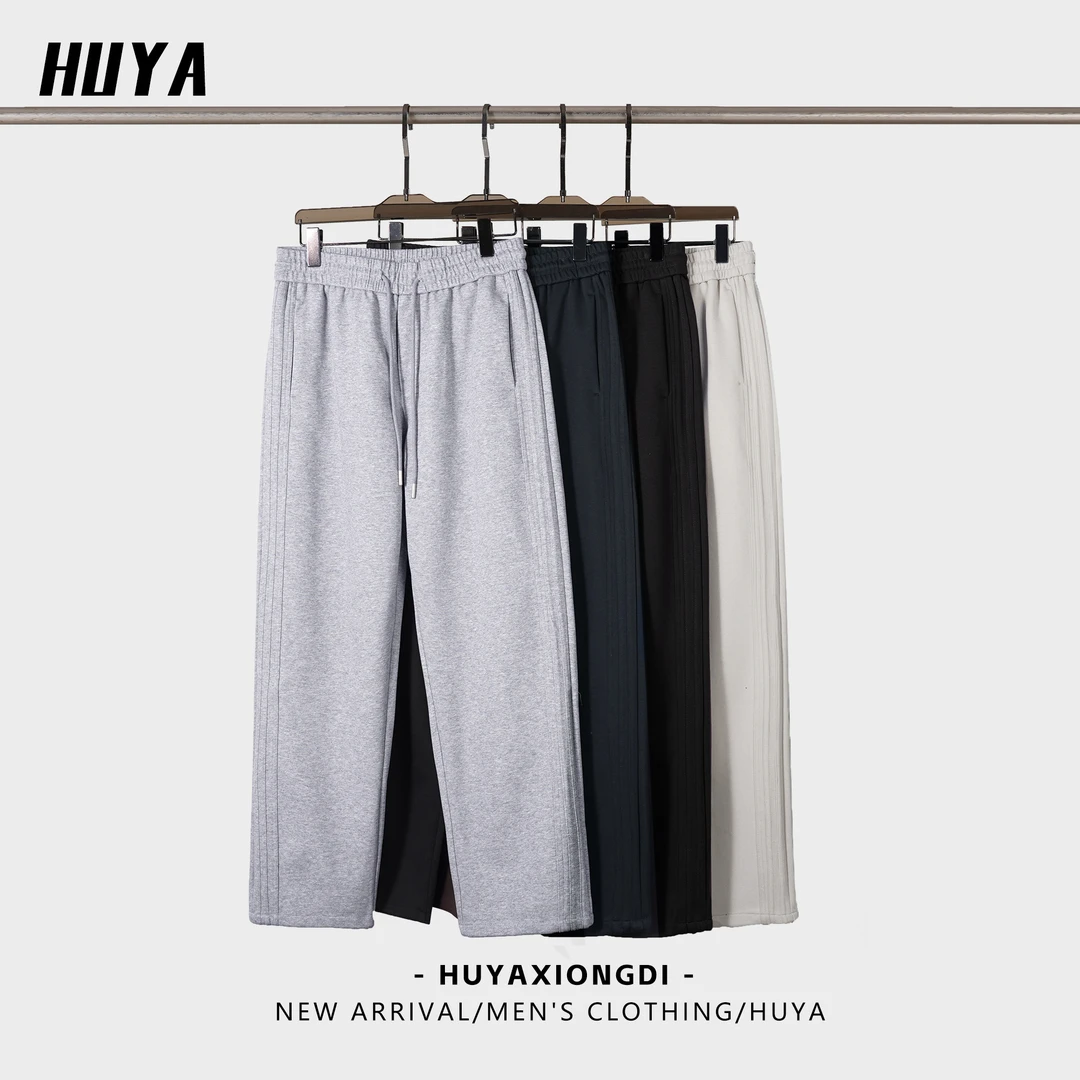 虎牙兄弟男士卫裤2025春爆款户外运动休闲弹力抽绳直筒裤25-3086