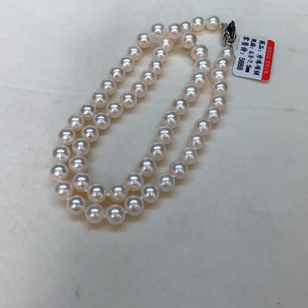 淡水珍珠银S925镶嵌项链粉光