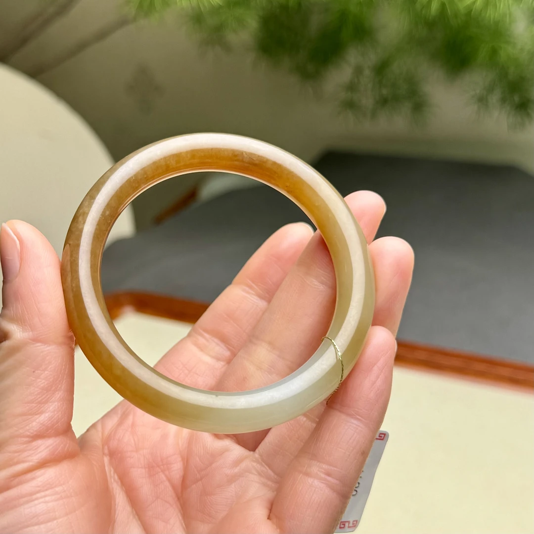 新疆天然和田玉手镯玉镯糖色圆条小圈口玉镯子女士礼物精致特色