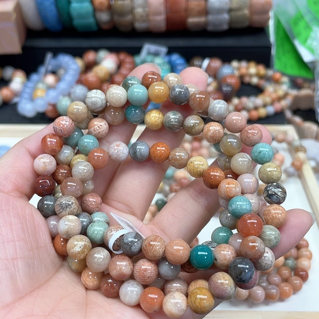 硅化珊瑚（珊瑚玉）手串未镶嵌比****?785