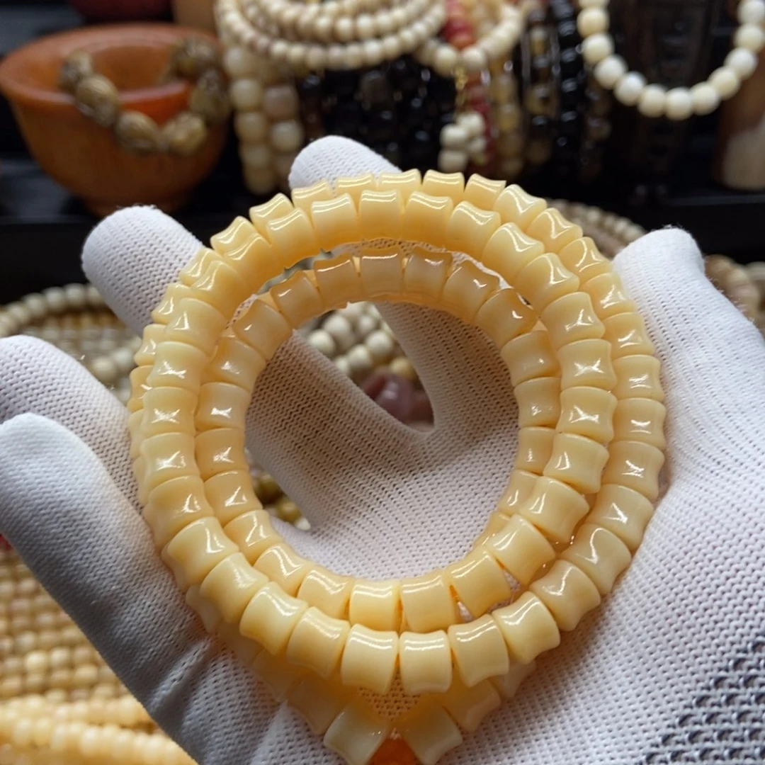 驼骨手串/手链8毫米黄透料竹节款