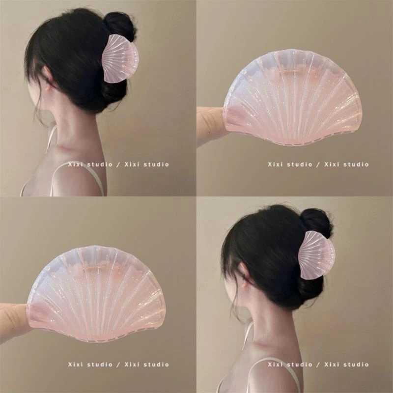 本期必入!高级感珠光贝壳抓夹!甜美后脑勺鲨鱼夹盘发器2025新款