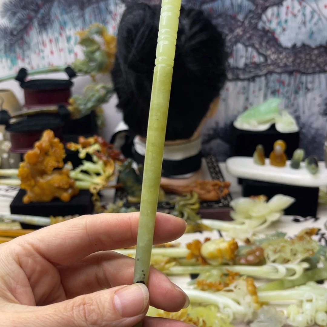 【闪购商品】蛇纹石玉发饰合金晚*