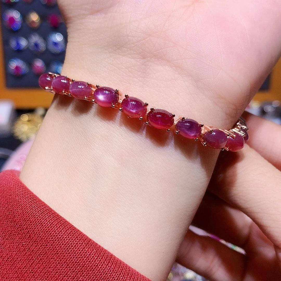 银S925镶嵌红宝石手链