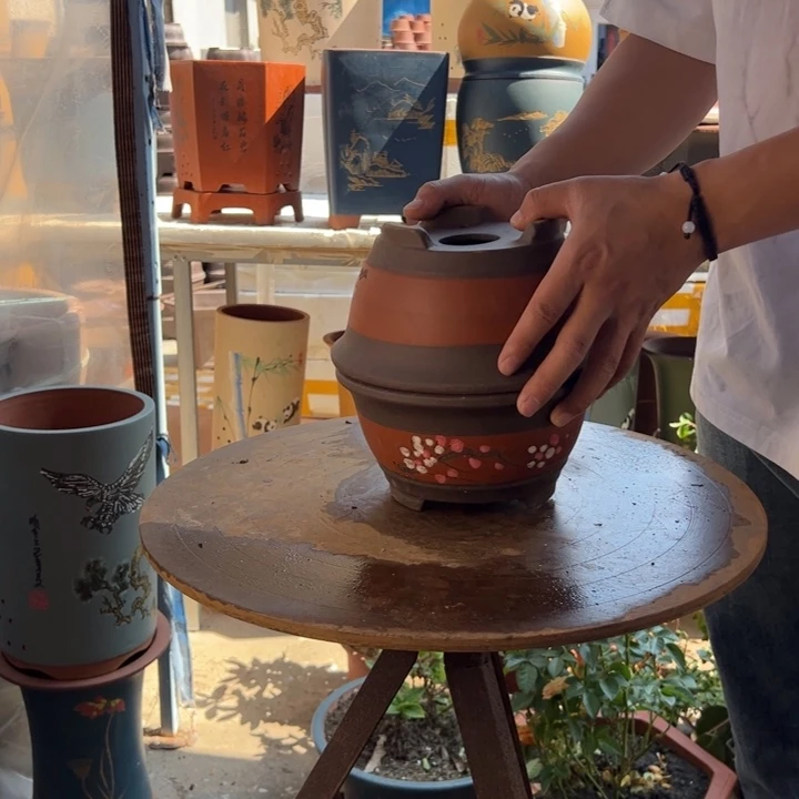 红富贵点彩小一对花盆