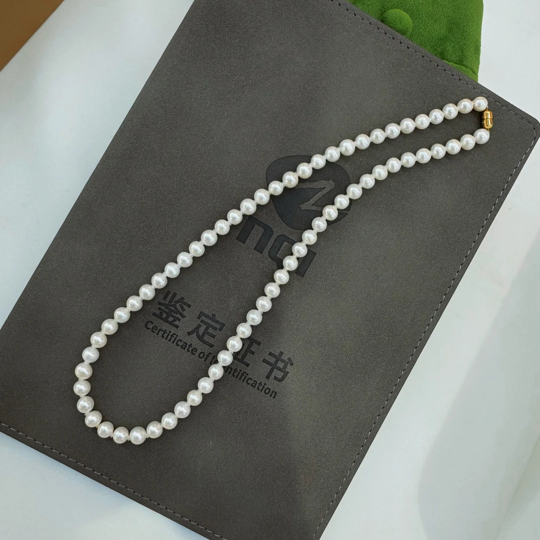 【罗伊伊推荐】淡水无核珍珠项链 6-7mm 18K金 DX0134-1