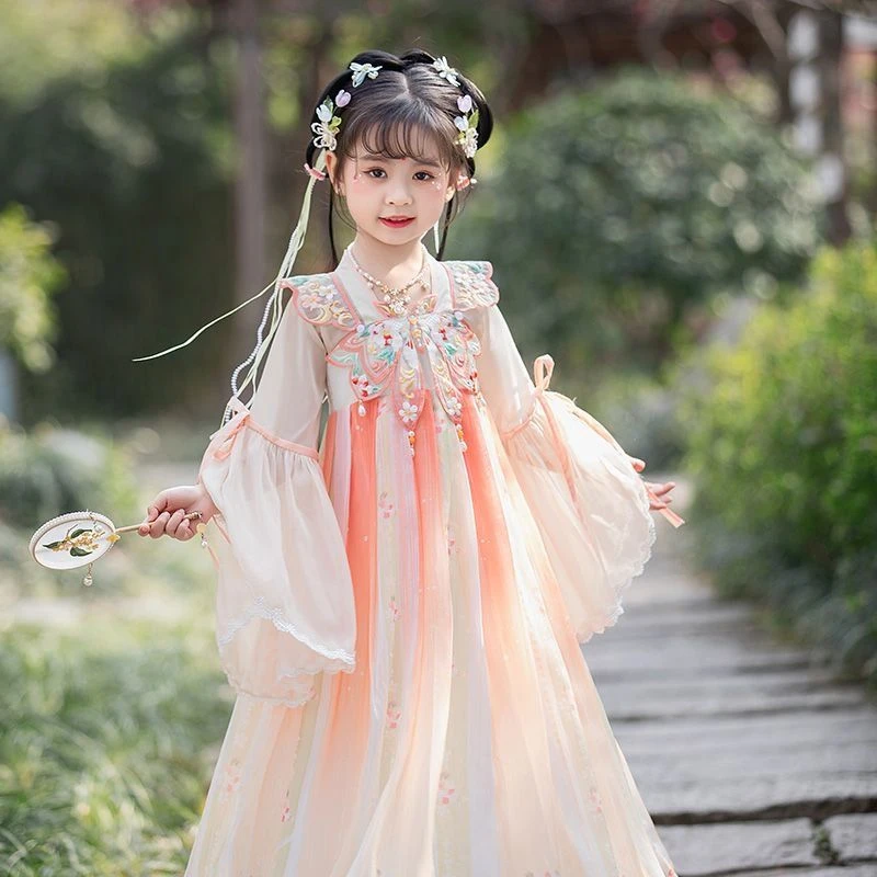 服女童小嫦娥国风春秋新款超仙中秋襦裙唐装儿童女孩古装连衣裙