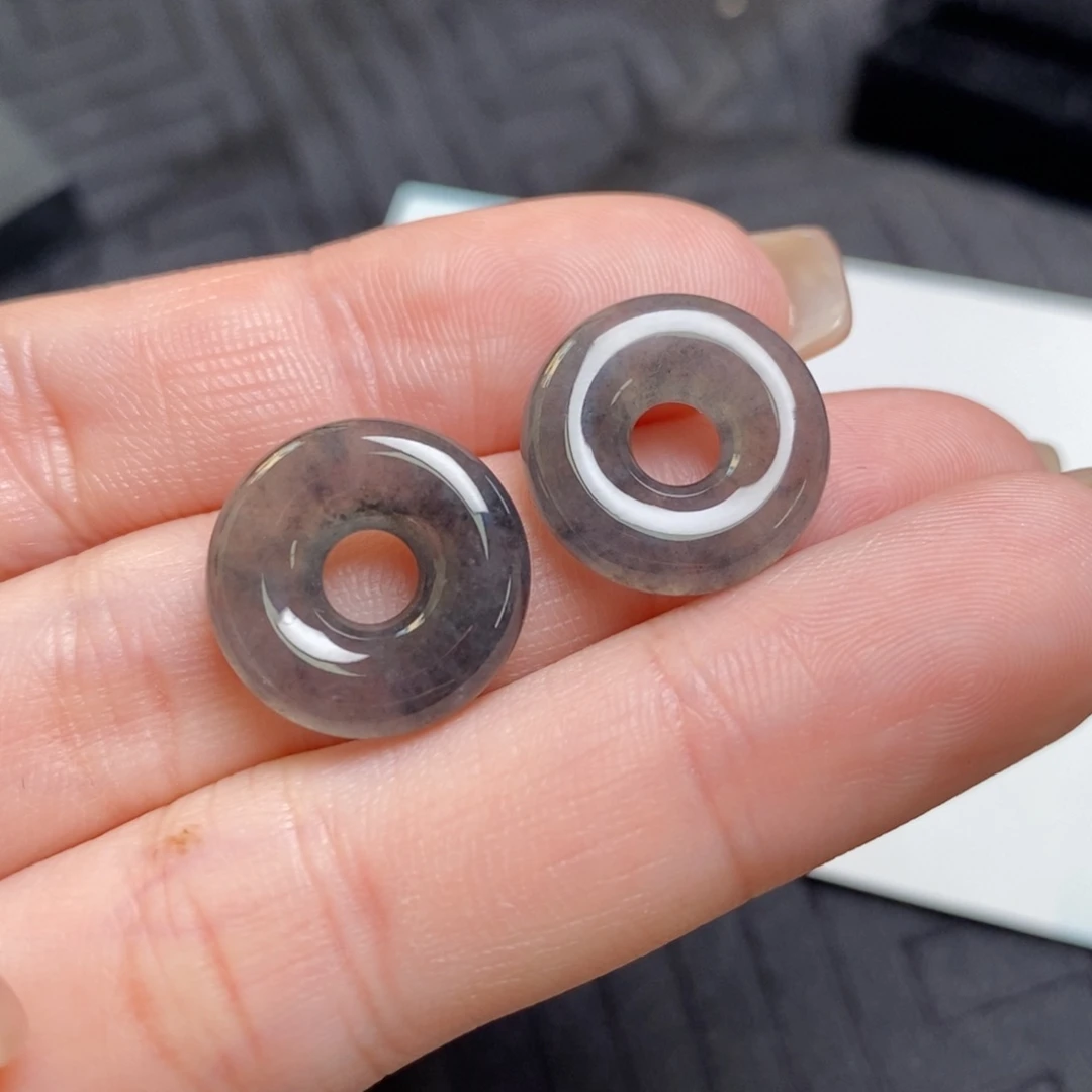 翡翠未镶嵌耳饰冰乌鸡甜甜圈