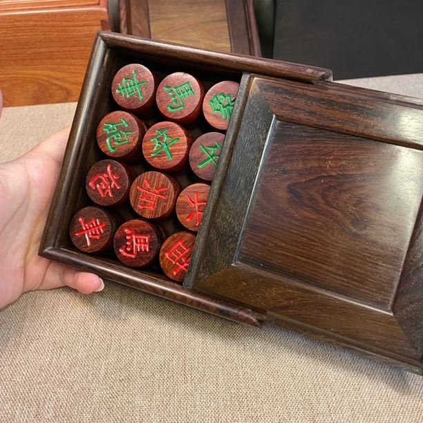 大红酸枝棋盒小叶紫檀棋子 3 分