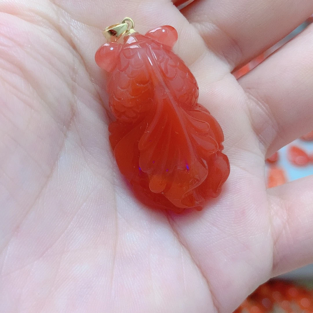 南红玛瑙银S925镶嵌吊坠(不含链)
