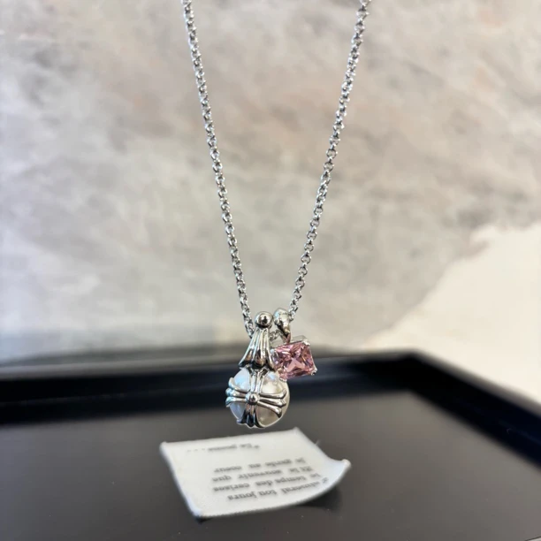 铜合金项链 z子十字粉锆项链XL3048