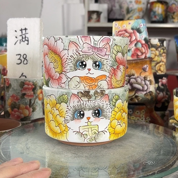 满38包邮 景德镇幸运花盆