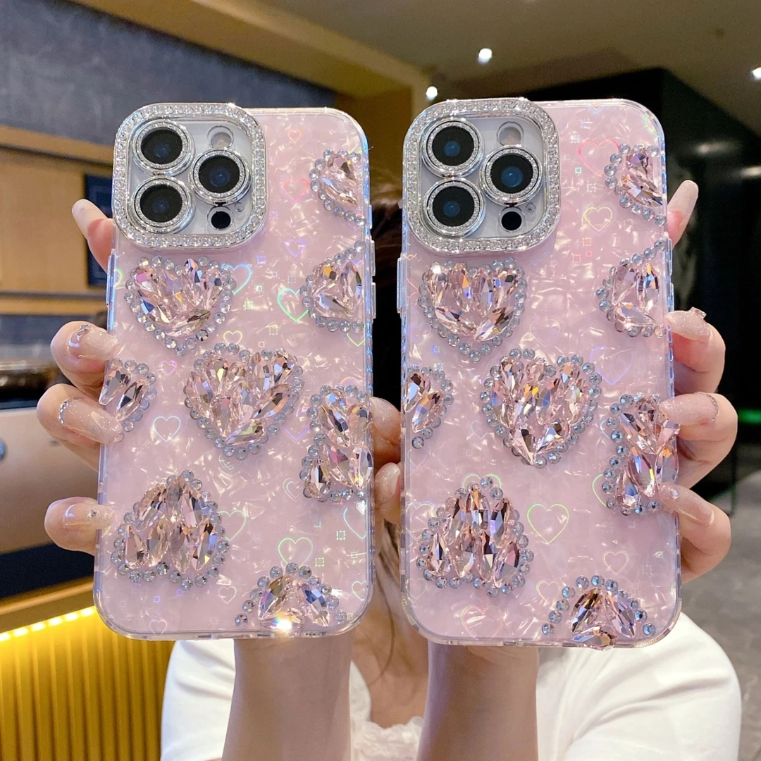 爱心闪钻适用苹果16promax手机壳15iPhone1413防摔12promax保护套