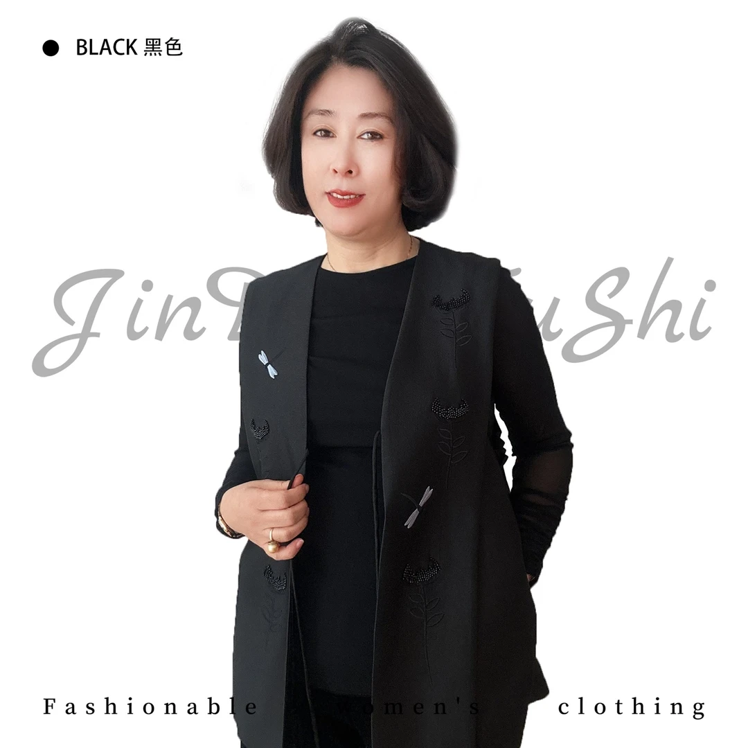 【金典女人服饰】新中式老钱风重工设计感系带钉珠马夹-百搭6750