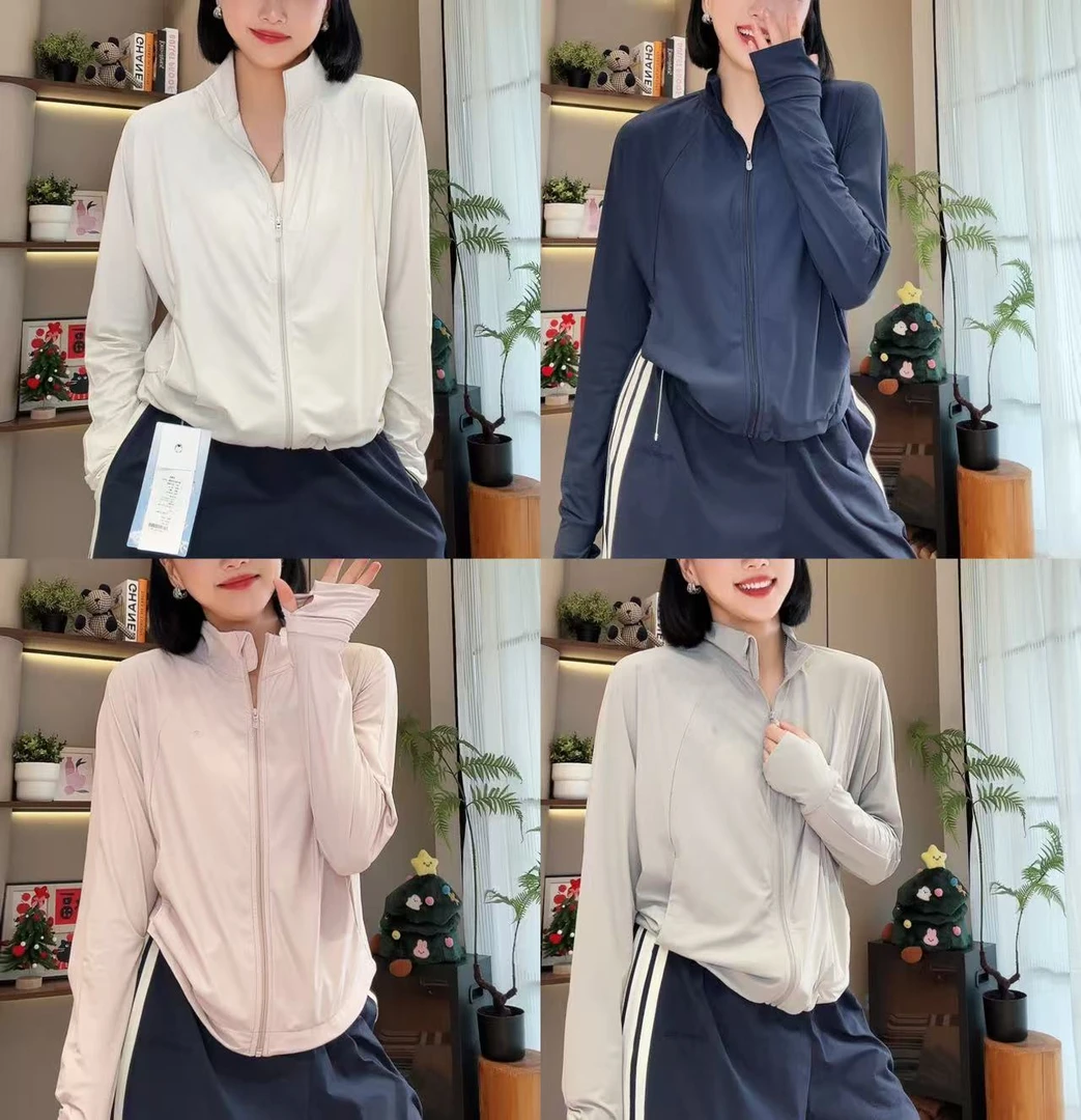 UPF50+后背抽绳带指套立领拉链防晒外套5-4-19