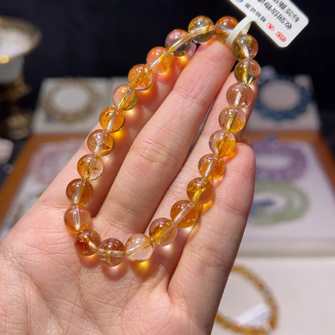 水晶手串未镶嵌p****p7m收藏级桂花托帕石