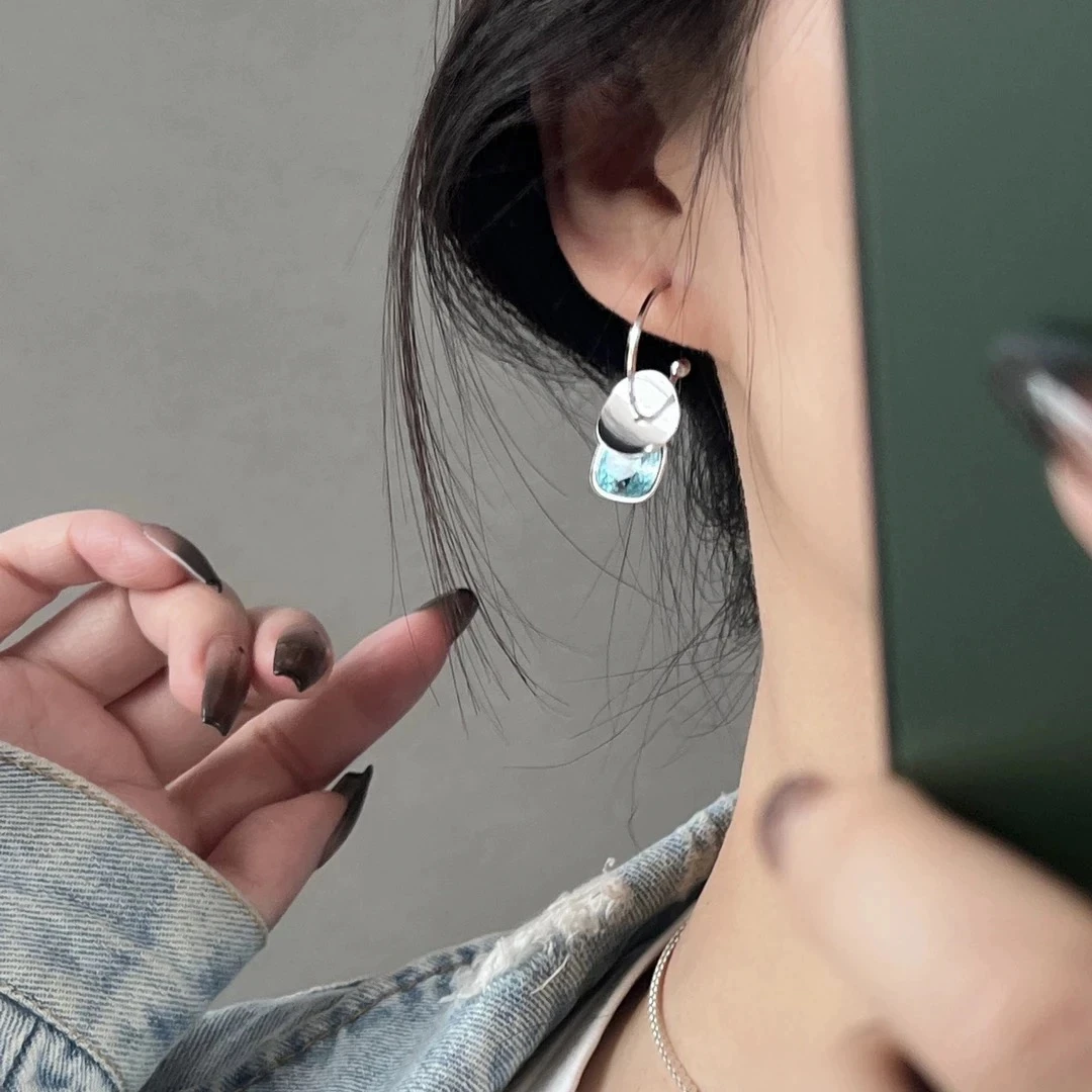 铜合金耳饰 【方糖】高级可拆气泡方糖耳圈轻奢百搭耳环