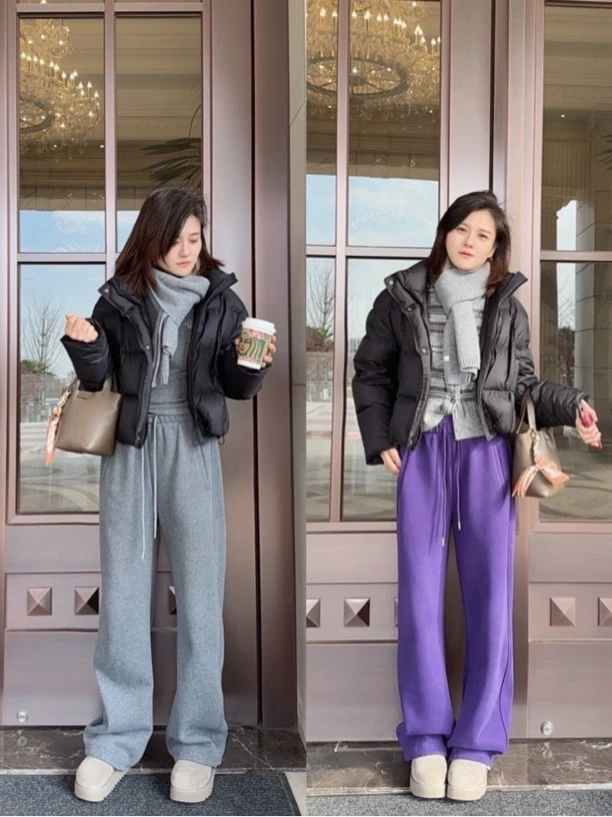 布小满A118【高定款】冬季云闲慕冬棉加绒加厚休闲束脚口弯刀阔腿裤