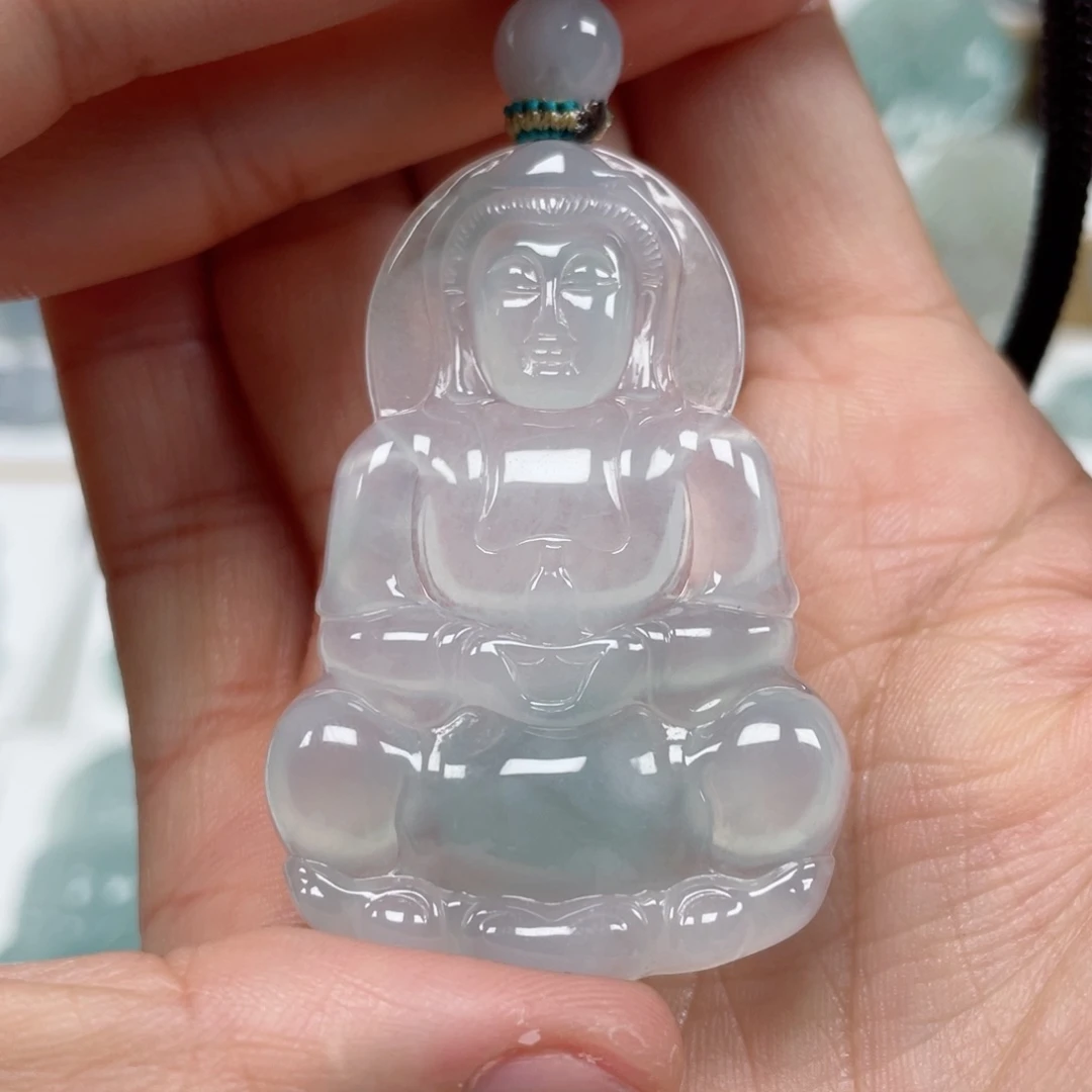 翡翠颈饰未镶嵌天然翡翠A货观音30号