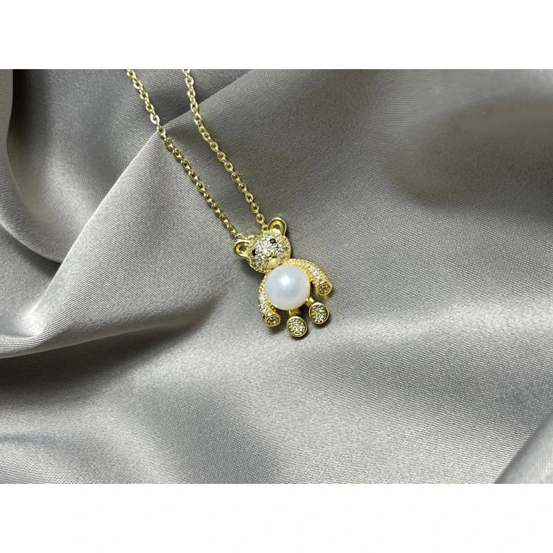 103.天然珍珠小熊白色吊坠气质