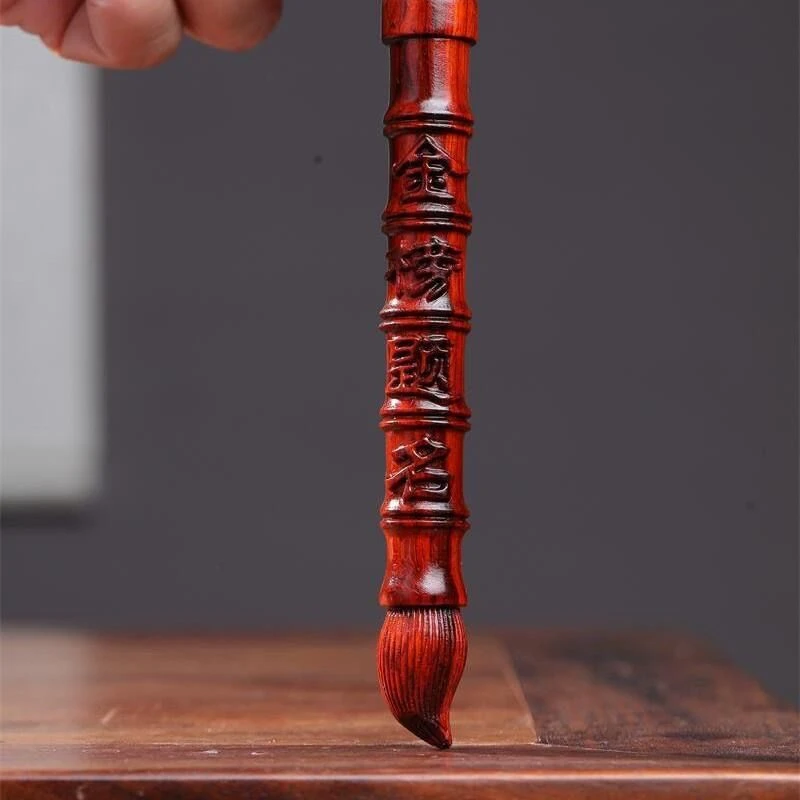 紫檀木雕刻文昌笔送孩子高考金榜题名车挂件摆件手把件状元笔