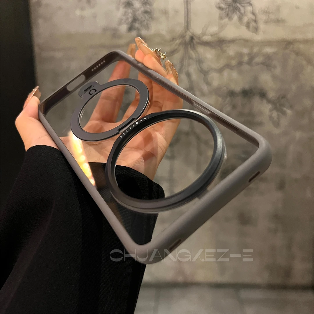 创壳者适用华为Mate70高透多功能支架Mate60pro/70透明手机壳全包