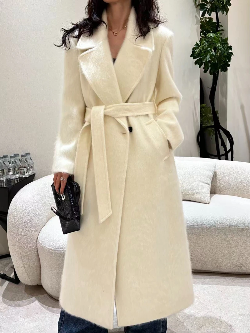 【赛姐高奢】女士长毛大衣气质时尚设计师百搭宽松秋冬长款C416